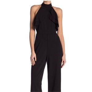 Bebe Black Ruffle Halter Jumpsuit